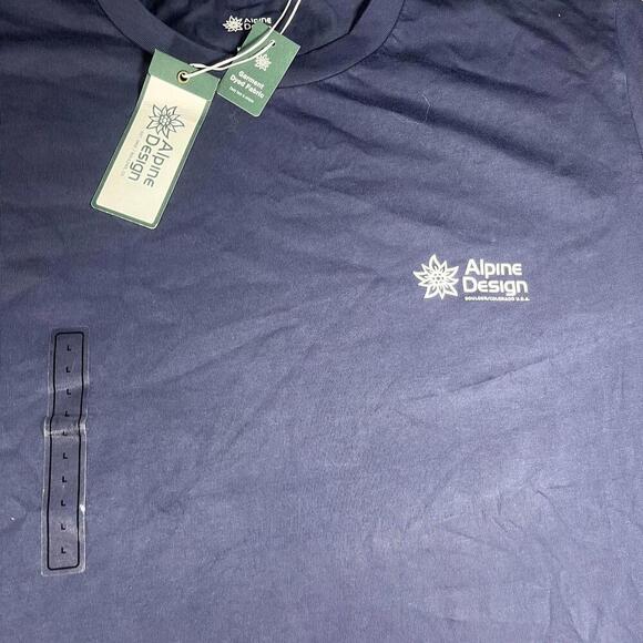 New With Tags Alpine Design USA Boulder Colorado Men's Navy Blue TShirt Sz Large - Picture 2 of 5